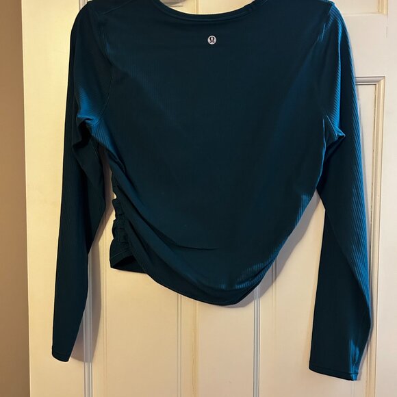 Lululemon All It Takes Ribbed Nulu Long-Sleeve Shirt Sz 8 Storm Teal - Picture 4 of 4